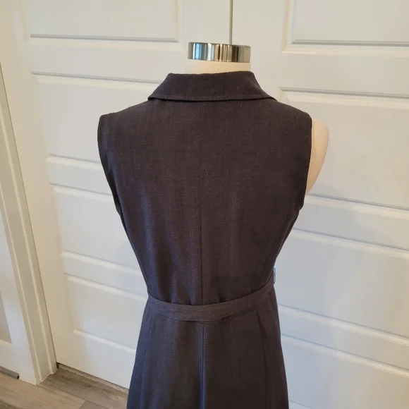 SANDRA DARREN Black Ruffled Gray Double- Breasted Blazer Midi Dress Size 10 - Picture 7 of 15